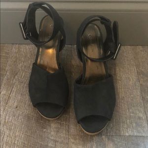 Calvin Klein Black Cork Wedges